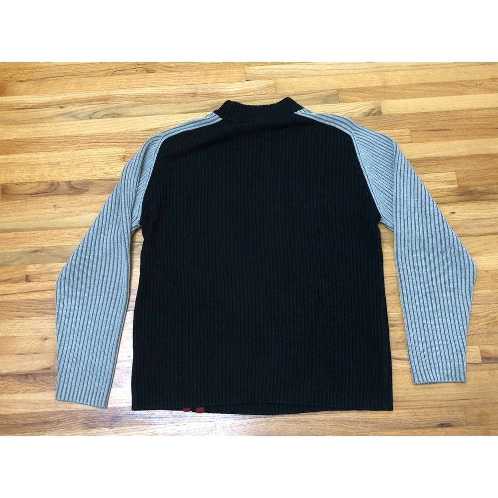 Restricted Pullover Y2k Racing Patches Sweater Men's XL Black Ribbed Color Block - Picture 2 of 6